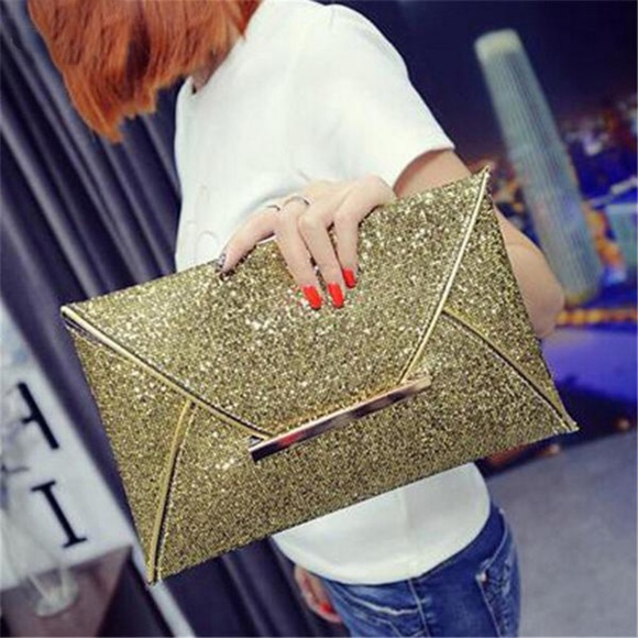Handbags - BACK IN STOCK! Bling Gold Evening Clutch Handbag